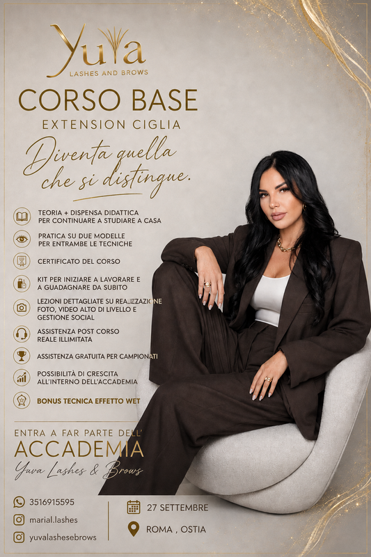 Corso Base Extension Ciglia Individuale  (tecniche One to One + Volume 2/3 D) – Kit e Dispensa  inclusi